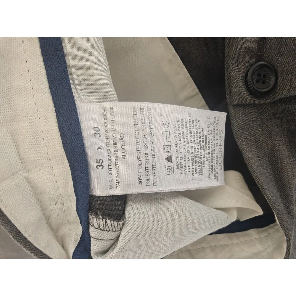 Dockers Classic Fit Gray Dress Pants Men's 35x30 Business Casual Flat Front